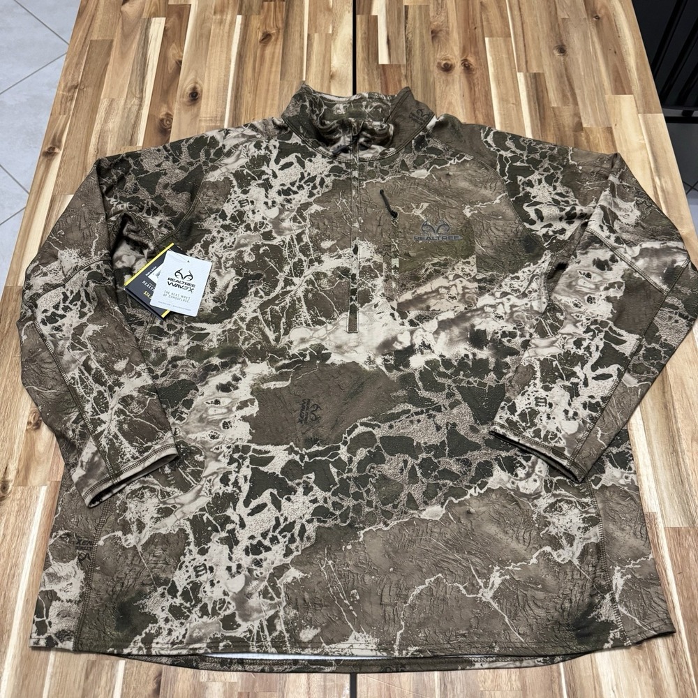 Realtree Pullover Mens 3XL Camo 1/2 Zip Wav3X Hunting Outdoor Performance NWT
